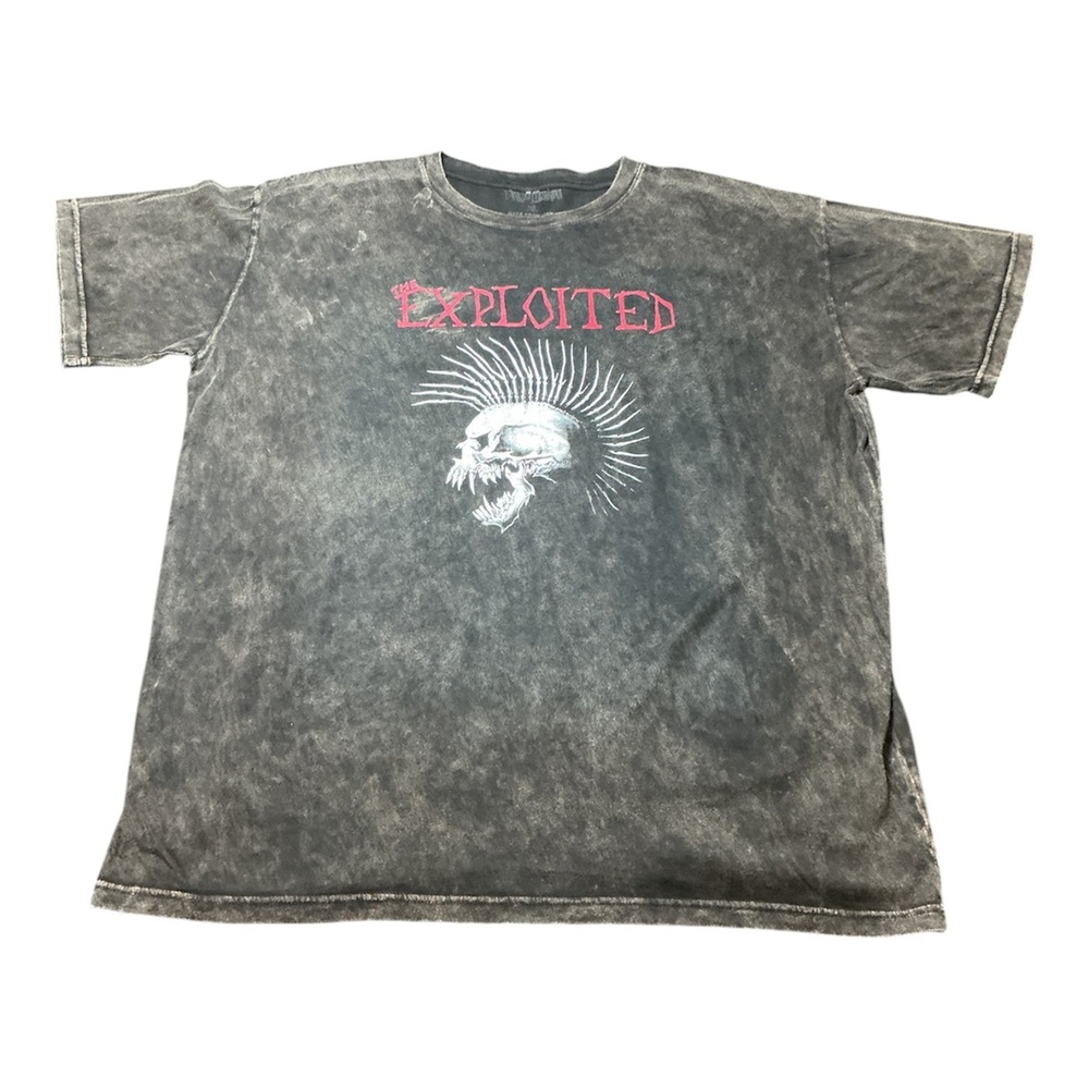 The Exploited Punk Rock Band Graphic Tee Acid Wash Charcoal Gray Men 2XL